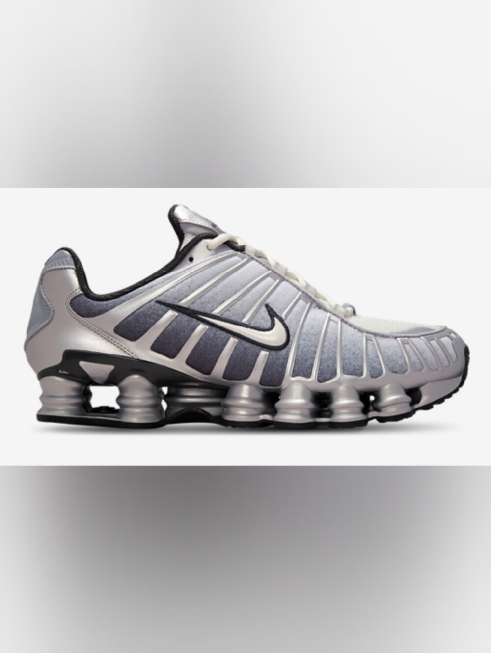 Nike Men’s Silver and Black Shox TL Sneakers